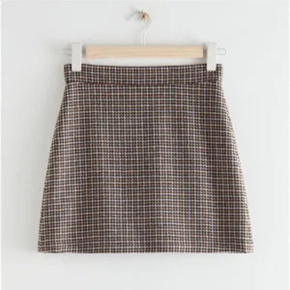& Other Stories Dresses & Skirts - & Other Stories Black and Ivory Wool Blend Houndstooth Check Mini Skirt